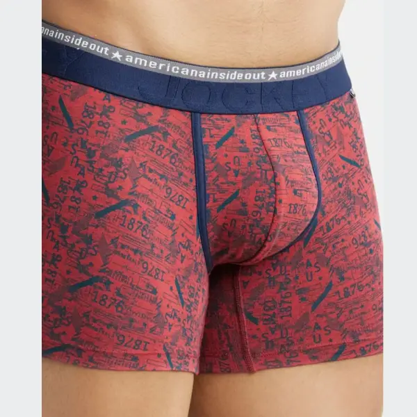 Jockey US63 Supper Combed Cotton Elastane Stretch Printed Trunk (Brick Red) - Image 2