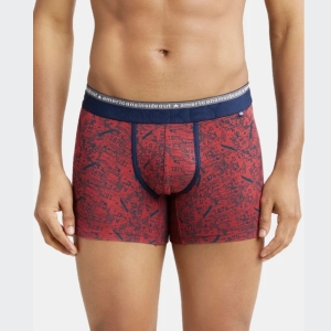 Jockey US63 Supper Combed Cotton Elastane Stretch Printed Trunk (Brick Red)