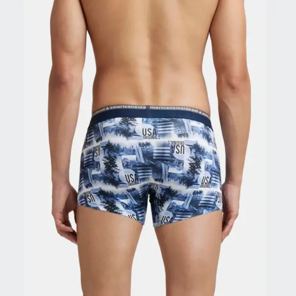 Jockey US63 Supper Combed Cotton Elastane Stretch Printed Trunk (White and Navy) - Image 4