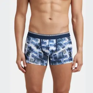 Jockey US63 Supper Combed Cotton Elastane Stretch Printed Trunk (White and Navy)