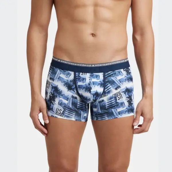 Jockey US63 Supper Combed Cotton Elastane Stretch Printed Trunk (White and Navy)