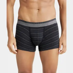 Jockey US68 Super Combed Cotton Elastane Stretch Stripe Trunk (Black)