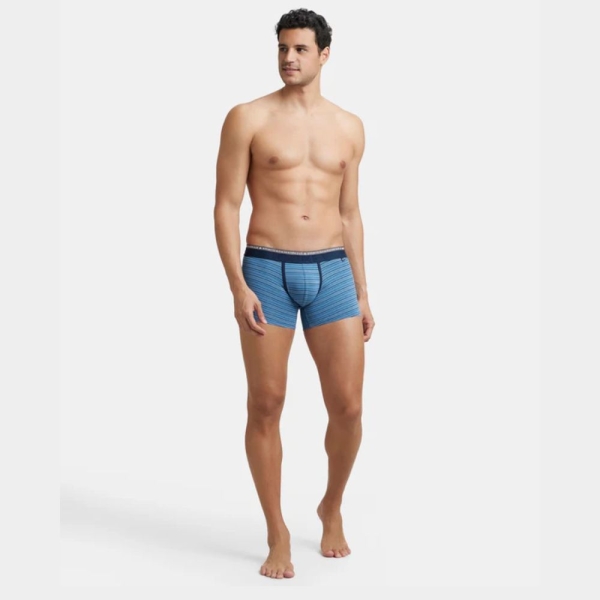 Jockey US68 Super Combed Cotton Elastane Stretch Stripe Trunk (Blue Heaven) - Image 3