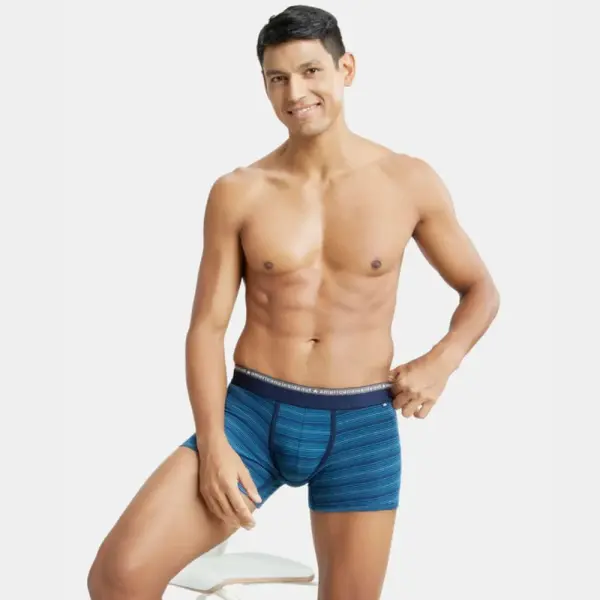 Jockey US68 Super Combed Cotton Elastane Stretch Stripe Trunk (Celestial) - Image 3