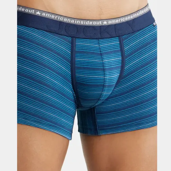 Jockey US68 Super Combed Cotton Elastane Stretch Stripe Trunk (Celestial) - Image 2