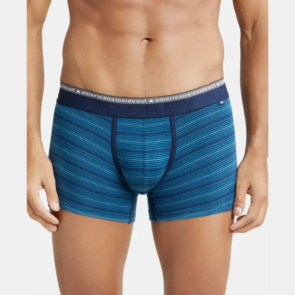 Jockey US68 Super Combed Cotton Elastane Stretch Stripe Trunk (Celestial)