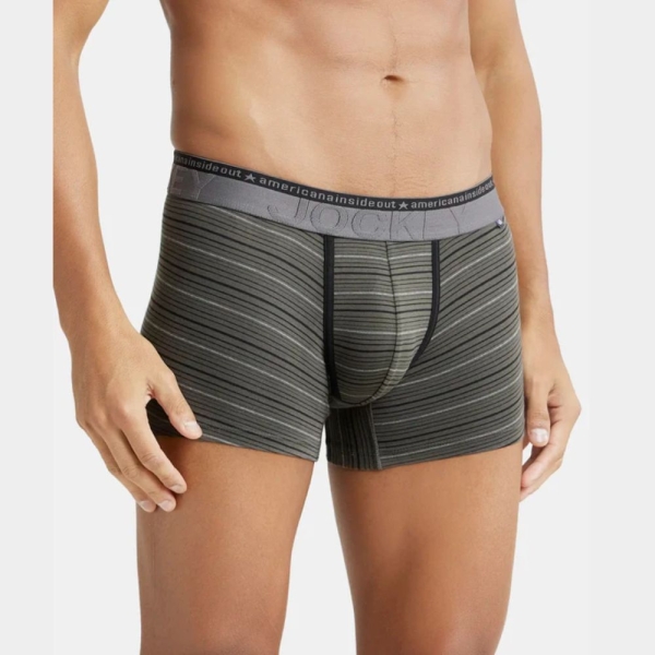 Jockey US68 Super Combed Cotton Elastane Stretch Stripe Trunk (Deep Olive) - Image 6