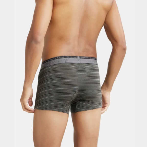 Jockey US68 Super Combed Cotton Elastane Stretch Stripe Trunk (Deep Olive) - Image 5