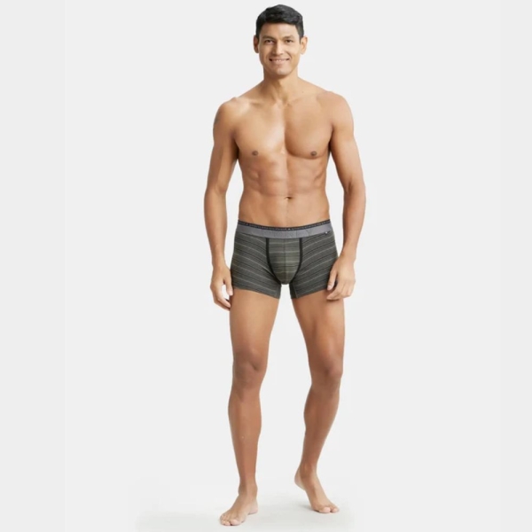Jockey US68 Super Combed Cotton Elastane Stretch Stripe Trunk (Deep Olive) - Image 4