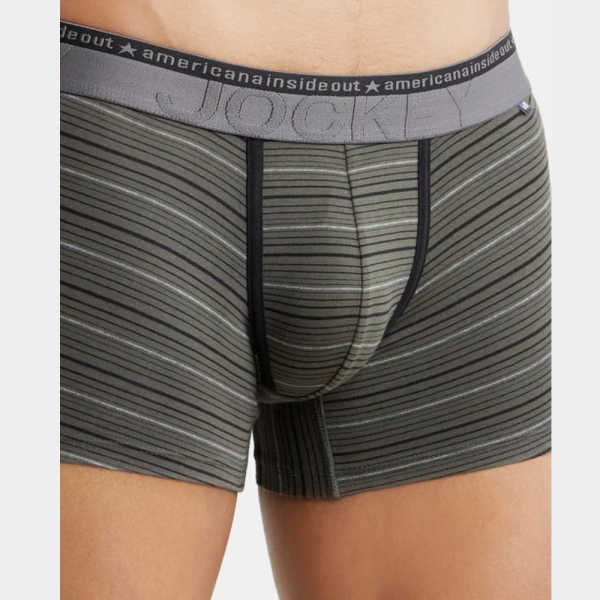 Jockey US68 Super Combed Cotton Elastane Stretch Stripe Trunk (Deep Olive) - Image 2