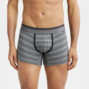 Jockey US68 Super Combed Cotton Elastane Stretch Stripe Trunk (Mid Grey Melange)