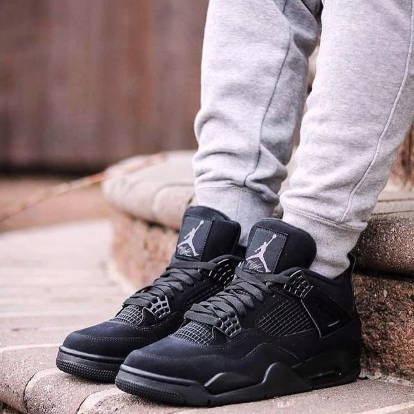 Jordan 4 Metallic Black Cat with Back Metallic Logo For Men - Image 4