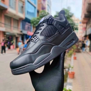 Jordan 4 Metallic Black Cat with Back Metallic Logo For Men