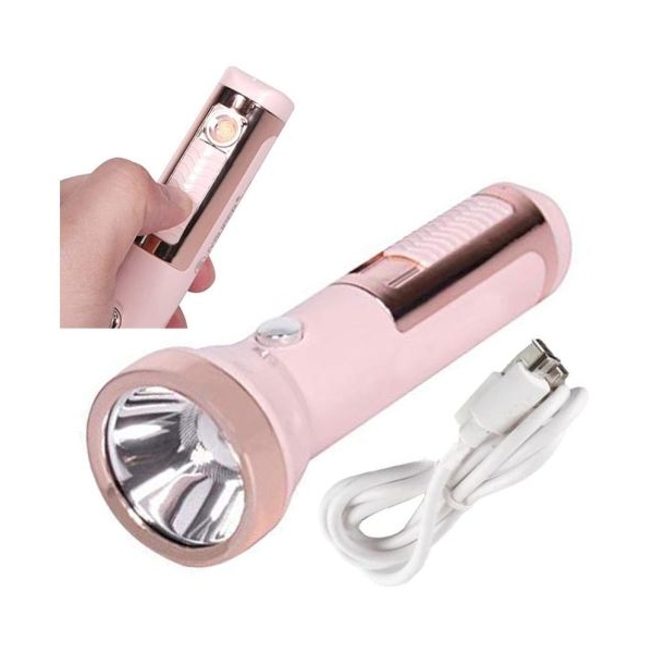 JY Super JY-1710 Rechargeable Torch Light With Lighter - Image 2