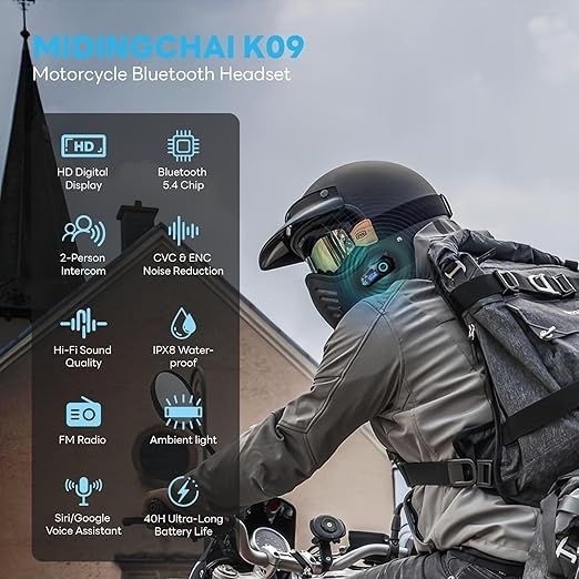K09 Motorcycle Helmet Earphone 500M Intercom Headphones FM Radio Music Sharing Sports Wireless Helmet Headsets for Motorcycle - Image 3