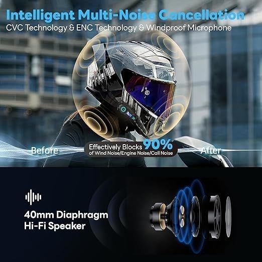 K09 Motorcycle Helmet Earphone 500M Intercom Headphones FM Radio Music Sharing Sports Wireless Helmet Headsets for Motorcycle - Image 4