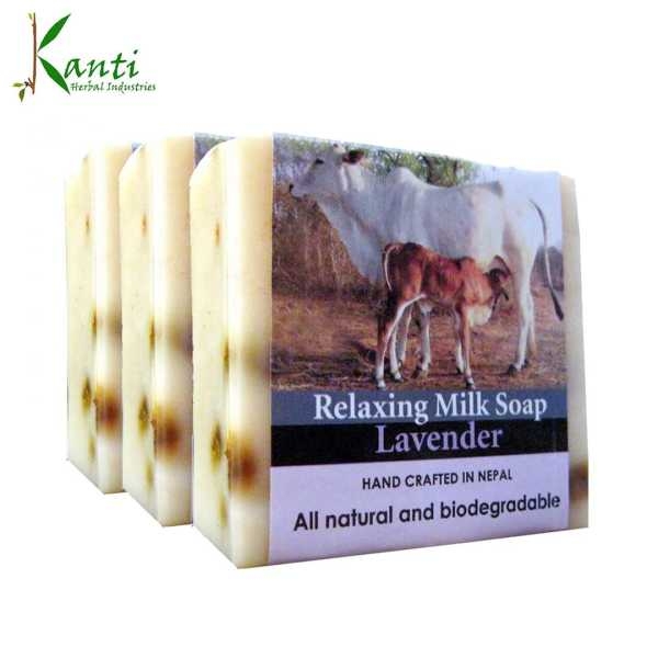 Kanti Herbal Pack of 3 Relaxing Milk Soap - 80G - Image 2