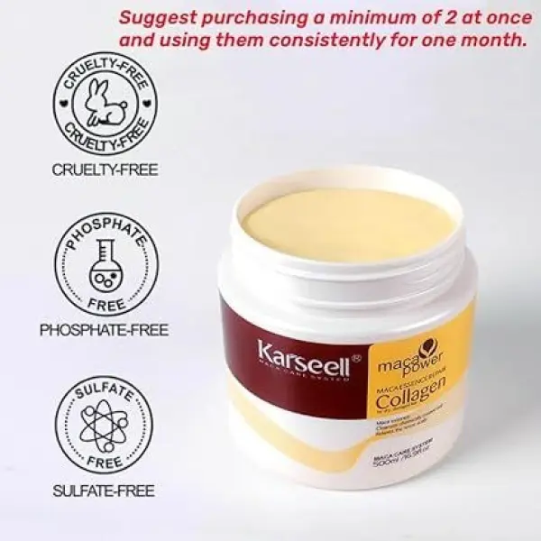 Karseell Collagen Hair Treatment Deep Repair Conditioning Argan Oil Collagen Hair Mask Essence for Dry Damaged Hair All Hair Types - Image 2
