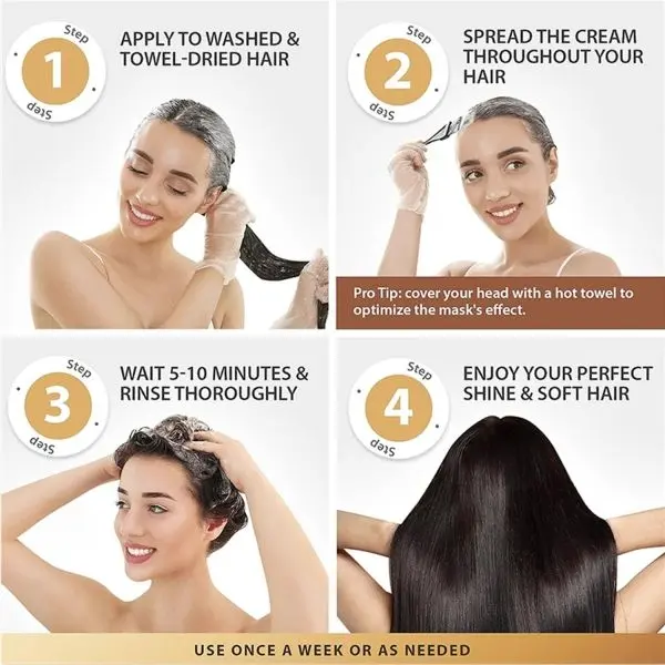 Karseell Collagen Hair Treatment Deep Repair Conditioning Argan Oil Collagen Hair Mask Essence for Dry Damaged Hair All Hair Types - Image 4