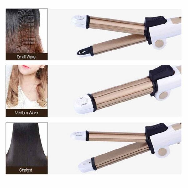 KEMEI KM-8851 3 in 1 Hair Styler, Straightener, Curler & Crimper - Image 2