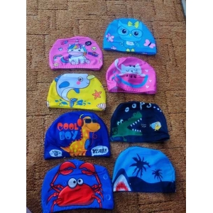 Kid Children Swimming Cap Cute Cartoon Cloth Swimming Cap For Boys Girls Ear Protective Cloth Swimming Caps Babies