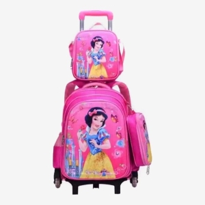 Kids School Bags With Wheel Trolley Luggage For Girls (3Pcs)