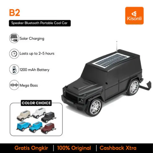 Kisonli Speaker Bluetooth Portable Cool Car B2 Solar Charging With Flashlight USB - Image 4