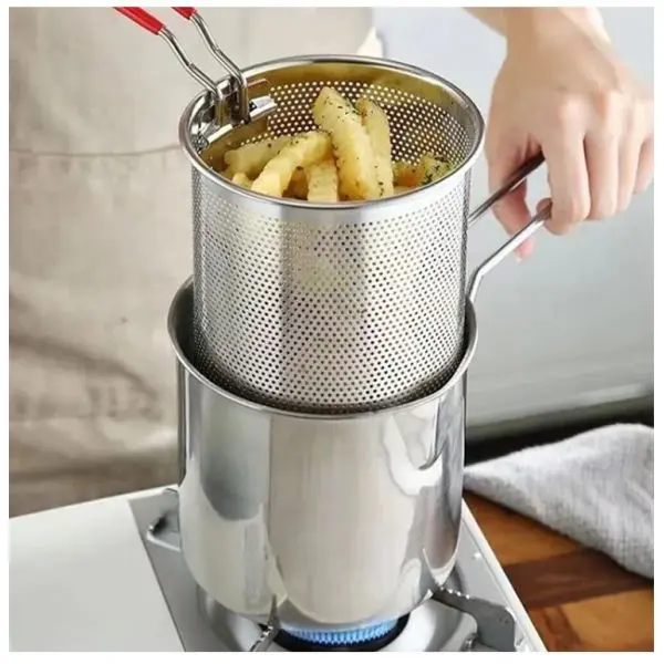 Kitchen Deep Frying Pot 304 Stainless Steel Kitchen Fryer With Strainer Tempura Fryer Pan Chicken Fried Chicken Cooking Tools - Image 2