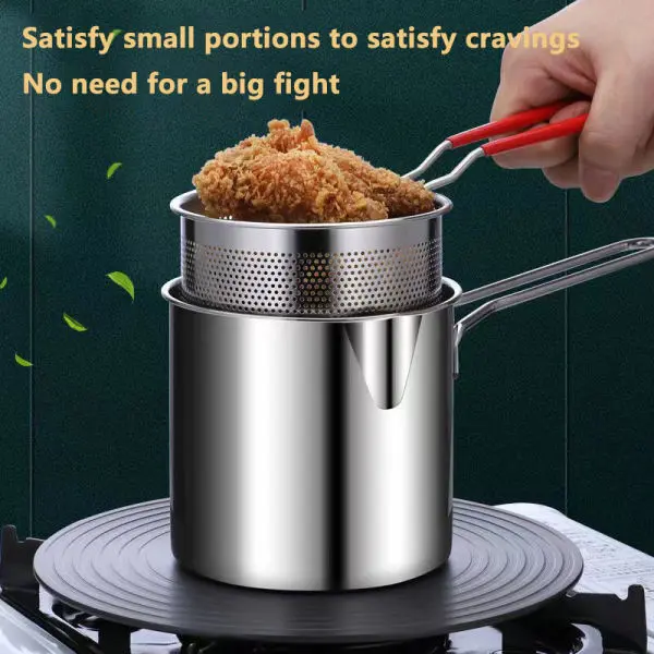 Kitchen Deep Frying Pot 304 Stainless Steel Kitchen Fryer With Strainer Tempura Fryer Pan Chicken Fried Chicken Cooking Tools - Image 3
