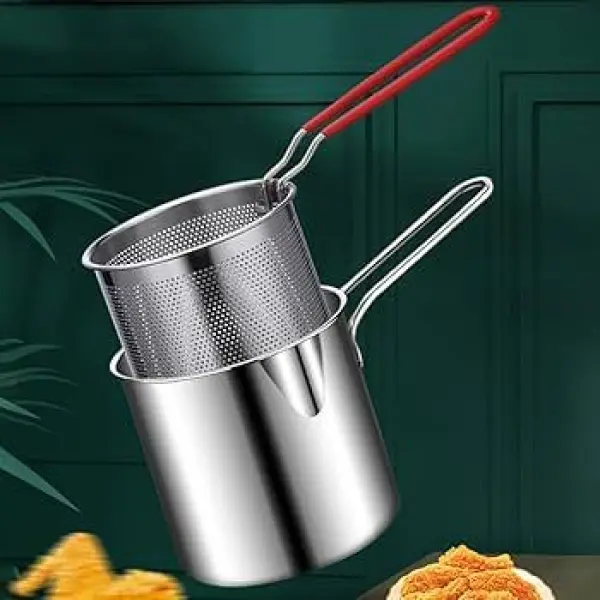 Kitchen Deep Frying Pot 304 Stainless Steel Kitchen Fryer With Strainer Tempura Fryer Pan Chicken Fried Chicken Cooking Tools - Image 5