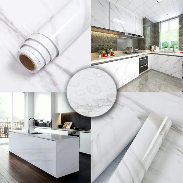 Kitchen Marble Sticker Oil Proof Waterproof Paper Backsplash Sticker Roll Stove Cabinet Liner Décor Self Adhesive Wallpapers (5cm) - Image 2