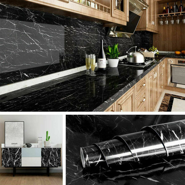 Kitchen Marble Sticker Oil Proof Waterproof Paper Backsplash Sticker Roll Stove Cabinet Liner Décor Self Adhesive Wallpapers (5cm) - Image 3