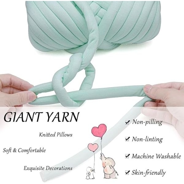 Knitting Yarn for Chunky Braided Knot Throw Blanket DIY Soft Extra Cotton Washable, Bulky Giant Yarn for Weave Craft Crochet Sofa Blanket Pillow Pet Bed - Image 4