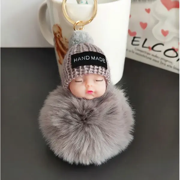 KOJA 1 PCS Set Cute Sleeping Baby Soft Fluffy Keychains Multicolour - Image 5