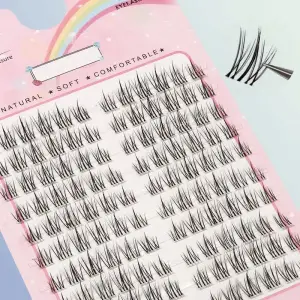 KOJA 120pcs Cluster Lashes, Cat Eye Type Segmented Grafting Falser Eyelashes Natural Slim, Lightweight And No Burden