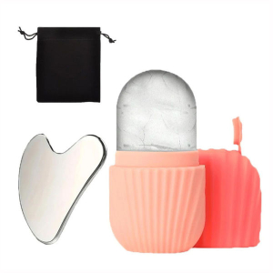 KOJA 2 Pcs Ice Face Roller + Stainless Steel Gua Sha Board Set Facial Massager Face Massage Roller Face Lifting Beauty Skin Care Tools