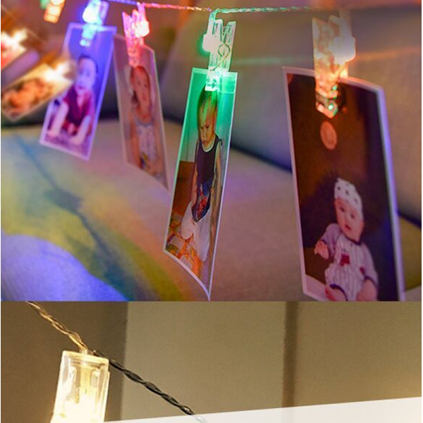KOJA 20 Pcs LED Photo Clip String Lights for Home Decoration, Clear Clips for Hanging Pictures (13ft, Steady Multicolor Lights) - Image 2
