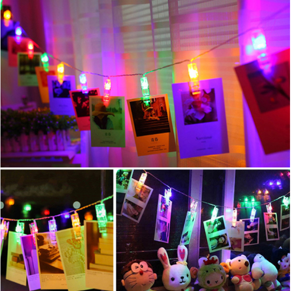 KOJA 20 Pcs LED Photo Clip String Lights for Home Decoration, Clear Clips for Hanging Pictures (13ft, Steady Multicolor Lights) - Image 3