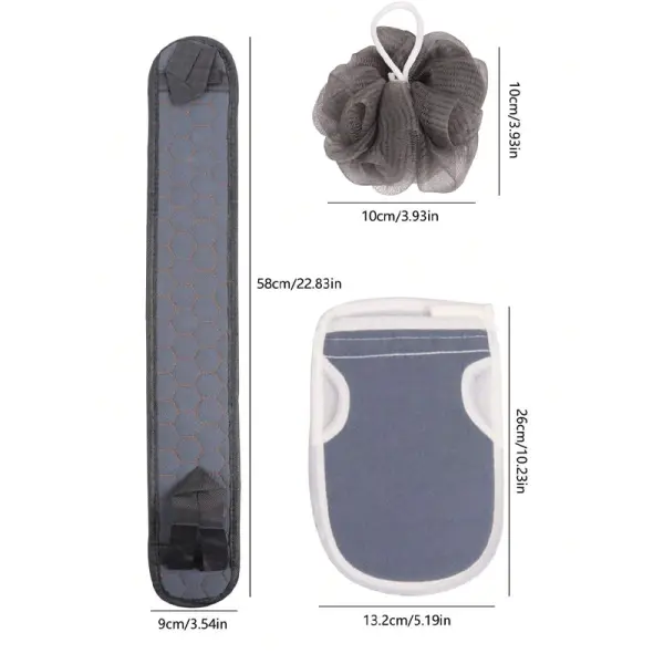 KOJA 3 x Exfoliating Sponge Back Scraper Set Bath Shower Purifier for Shower and Bath Massage Removes Dead Skin - Image 2