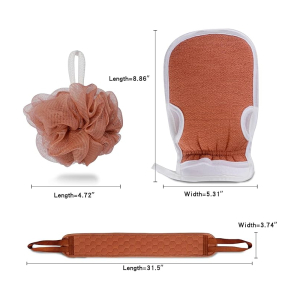 KOJA 3 x Exfoliating Sponge Back Scraper Set Bath Shower Purifier for Shower and Bath Massage Removes Dead Skin
