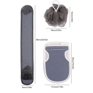 KOJA 3 x Exfoliating Sponge Back Scraper Set Bath Shower Purifier for Shower and Bath Massage Removes Dead Skin
