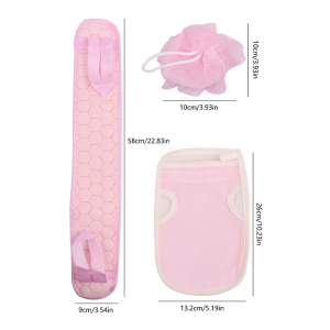 KOJA 3 x Exfoliating Sponge Back Scraper Set Bath Shower Purifier for Shower and Bath Massage Removes Dead Skin