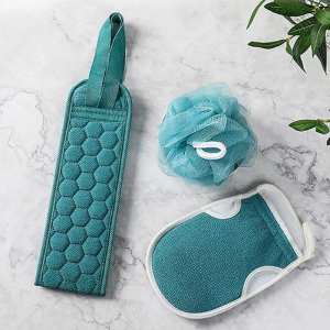 KOJA 3 x Exfoliating Sponge Back Scraper Set Bath Shower Purifier for Shower and Bath Massage Removes Dead Skin