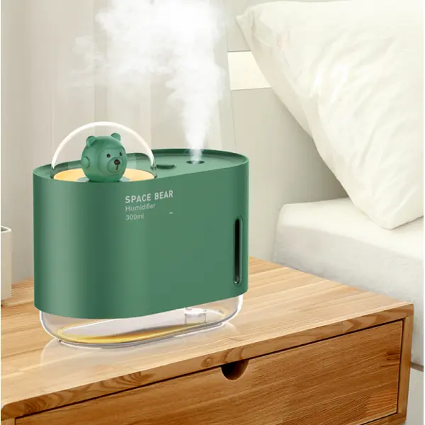 KOJA 300ml Cute Space Bear Rainbow Colorful Air Humidifier Aromatherapy Humidifiers Mini Night Light - Image 2