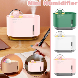 KOJA 300ml Cute Space Bear Rainbow Colorful Air Humidifier Aromatherapy Humidifiers Mini Night Light