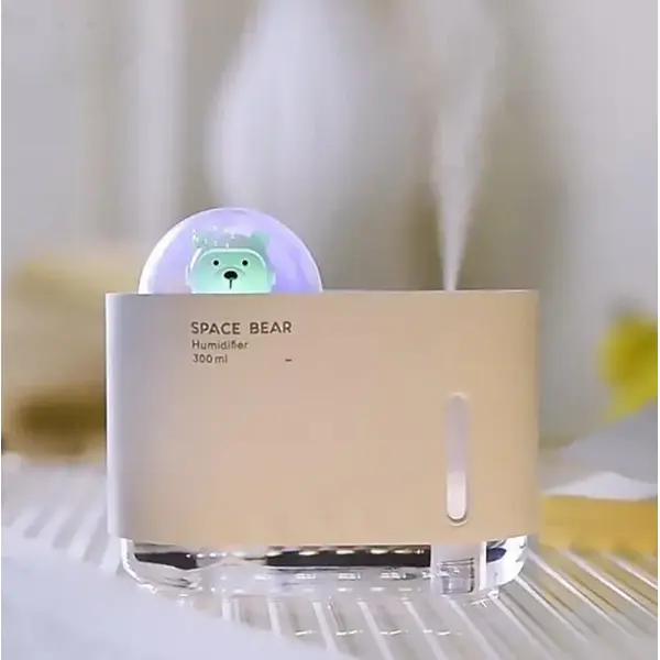 KOJA 300ml Cute Space Bear Rainbow Colorful Air Humidifier Aromatherapy Humidifiers Mini Night Light - Image 5