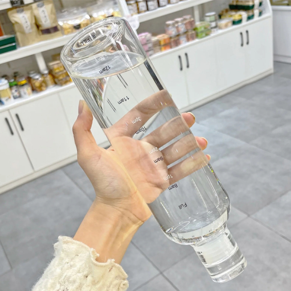 KOJA 550ml Water Bottle with Time Marker Reusable Glass Bottle - Image 3