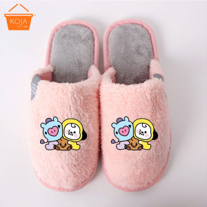 KOJA BTS Baby Series Slippers Cute BT21 Autumn and Winter Lamb Wool Cotton Slippers