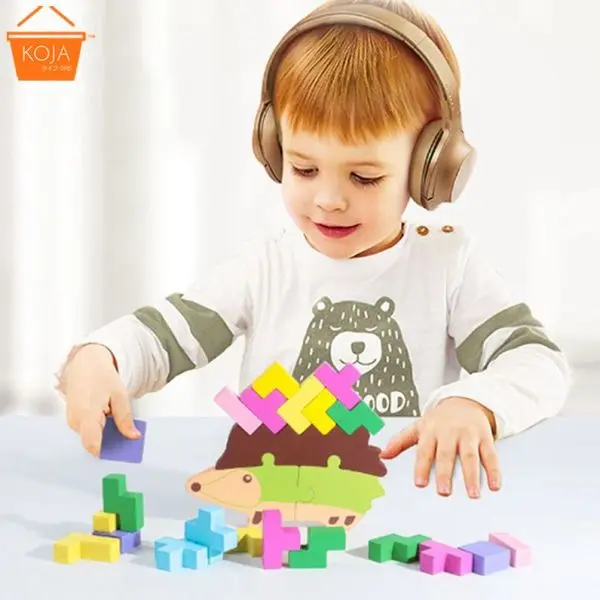 KOJA Children Tetris Jenga Toys Rainbow Blocks Stacking Balance Games Montessori Educational Wooden Puzzle - Image 3