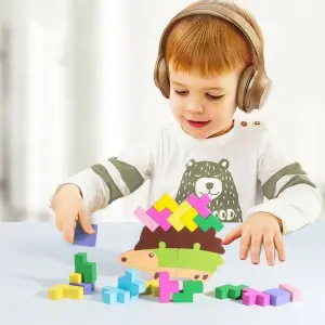 KOJA Children Tetris Jenga Toys Rainbow Blocks Stacking Balance Games Montessori Educational Wooden Puzzle
